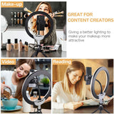 New in box! 10" LED Ring Light with Tripod Stand & Phone Holder, UBeesize Dimmable Desk Makeup Ring Light, Perfect for Live Streaming & YouTube Video, Photography, 3 Light Modes and 11 Brightness Levels