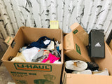 LOT 158-BOX LOT AS IS MIXED CLOTHING, SOCKS, SHOES ETC, NORDSTROMS 2 BOXES! GREAT FOR RE-SALE OR TO KEEP!