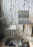 LOT 184- WAYFAIR ITEM, ASSEMBLED SET OF 2 ADJUSTABLE METAL STOOLS, NEW ITEM BUT SOME SCRATCHES ON BASE FROM TRANSPORT, SEAT ADJUSTS FROM 24-33.5"