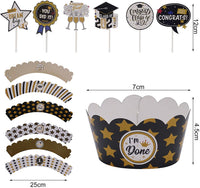 48 PCS 2021 Graduation Cupcake Toppers Wrappers - Class Of 2021 Congrats Grad Party Supplies Cake Decorations