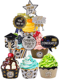 48 PCS 2021 Graduation Cupcake Toppers Wrappers - Class Of 2021 Congrats Grad Party Supplies Cake Decorations