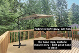 Backyard Creations® 10' Offset Patio Umbrella, No base legs, surface mount only - Bolt post base to deck