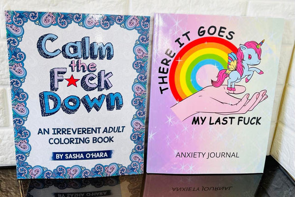 2 Set of Books - Calm The F*ck Down, an Irreverent Adult Colouring Book and There It Goes, My Last F*ck Anxiety Journal
