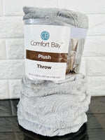 Comfort Bay Plush Throw, Light Grey - 50" x 50"