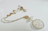 Nordstrom gold tone Long Fashion Necklace with stone & plate glass, lobster clasp closure, Nickel-Free