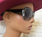 New Designer Rep. 3919 Sunglasses, 400 UV Protection! Black with White Design Lenses - Retails $40+