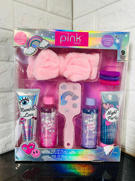pink DAZZEL 9 PIECES BATH SET