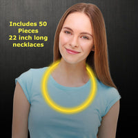 Comes packaged/sealed in tube! Lumica Light 22 Inch Glowing Necklace, 50 Pieces, Neon Yellow! Great for Hallowe'en