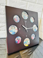 Photo Frame Mantle Clock is 12" X 12" in Espresso