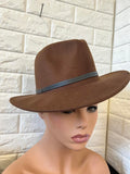 Nordstrom Women's Dark Brown Fedora, One size, 65% Cotton 35% Polyester