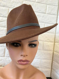 Nordstrom Women's Dark Brown Fedora, One size, 65% Cotton 35% Polyester