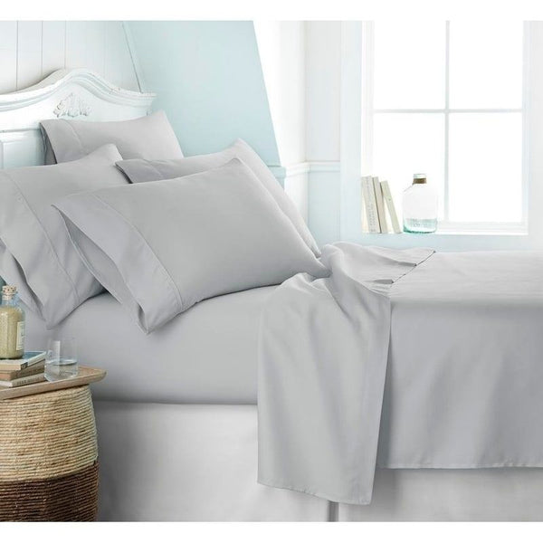Brand new in package! Bamboo Essence 2800 wrinkle free deep pocket 6 Piece sheet set in Queen, Light Grey! Fits Mattresses up to 18" Deep