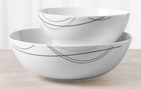 Tabletops Gallery White Chip Resistant Scratch Resistant Designer Serving Set- Alec 2 Piece Serving Bowl Set