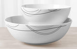 Tabletops Gallery White Chip Resistant Scratch Resistant Designer Serving Set- Alec 2 Piece Serving Bowl Set