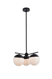 Three Light Pendant in Black And Frosted White by Elegant Lighting from the Eclipse collection. Retails $432+