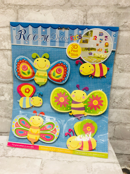 Brand new in package! 3D Peel & Stick Dimensional chipboard stickers for Kids Rooms! Baby Bugs