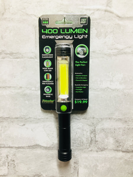New! Black Promier 400 Lumen Emergency Light! Inspection light, Flash light & red flasher, great for roadside emergency, home use, camping etc! Great Powerful Light we used these during the last storm, they are amazing!!