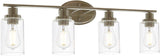 BONLICHT 4 Light Bathroom Wall Light Fixtures Brushed Nickel with Clear Glass,Modern Wall Scone Lighting for Bathroom Kitchen Living Room Workshop Cafe - Retails $200+