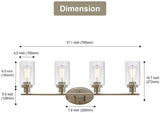 BONLICHT 4 Light Bathroom Wall Light Fixtures Brushed Nickel with Clear Glass,Modern Wall Scone Lighting for Bathroom Kitchen Living Room Workshop Cafe - Retails $200+