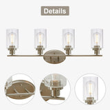 BONLICHT 4 Light Bathroom Wall Light Fixtures Brushed Nickel with Clear Glass,Modern Wall Scone Lighting for Bathroom Kitchen Living Room Workshop Cafe - Retails $200+