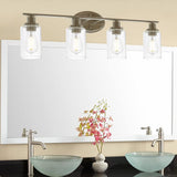 BONLICHT 4 Light Bathroom Wall Light Fixtures Brushed Nickel with Clear Glass,Modern Wall Scone Lighting for Bathroom Kitchen Living Room Workshop Cafe - Retails $200+