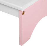 SONGMICS Toddler 2 Step Stool Kid Wood Owl Theme in Bathroom Closet Kitchen, Pink White ULKF02PK