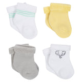 George baby Terry Socks - 4 Pack Unisex Yellow And Grey