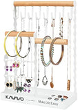 Jewelry Organizer,Necklace Holder Earring Display Stand Jewelry Tree with Wooden Ring Tray and Hooks Storage Necklaces, Bracelets, Rings, Watches Metal Desk Organizer Jewelry Stand.