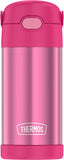 THERMOS FUNTAINER 12 Ounce Stainless Steel Vacuum Insulated Kids Straw Bottle, Pink