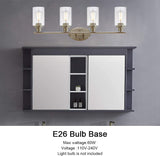 BONLICHT 4 Light Bathroom Wall Light Fixtures Brushed Nickel with Clear Glass,Modern Wall Scone Lighting for Bathroom Kitchen Living Room Workshop Cafe - Retails $200+
