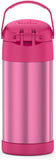 THERMOS FUNTAINER 12 Ounce Stainless Steel Vacuum Insulated Kids Straw Bottle, Pink