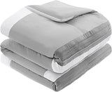 Comfort Spaces Cozy Comforter Set-Modern Classic Design All Season Down Alternative Bedding, Matching Shams, Bedskirt, Decorative Pillows, Queen (90"x90"), Malcom, Hotel Deluxe Gray 7 Piece