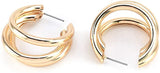 Allison Rose Atelier Triple Strand Hoop Earrings with Gold Plating finish and Steel Posts – Women Fashion Earrings – Great for Mother's day, includes gift pouch
