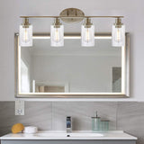 BONLICHT 4 Light Bathroom Wall Light Fixtures Brushed Nickel with Clear Glass,Modern Wall Scone Lighting for Bathroom Kitchen Living Room Workshop Cafe - Retails $200+