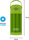 Thermos FUNTAINER 12 Ounce Stainless Steel Vacuum Insulated Kids Straw Bottle, Lime