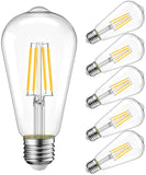 LVWIT ST64 LED Filament Bulb, Dimmable 800 Lumens, E26 Medium Base 60W Bulbs, 2700K Warm White, Edison Style Light Bulbs, 6 Pack - Retails $37+