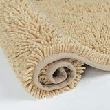 Non Slip Soft Chenille Bath Mat for Bathrooms Water Absorbent Fluffy Plush Rugs for Indoor Entryway Multiuses, 24 x 35 Inches Beige