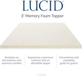 LUCID 3 Inch Ventilated Memory Foam Mattress Topper - Fits Double & Full XL, Retails $245+