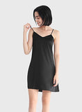 Femofit Satin Nightgowns for Women Silky Satin Full Slip Sleepshirt 2 Pack - Black & Wine red, Sz M