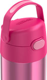THERMOS FUNTAINER 12 Ounce Stainless Steel Vacuum Insulated Kids Straw Bottle, Pink