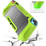 HEYSTOP Case Compatible with Nintendo Switch Case Screen Protector,TPU Protective Heavy Duty Cover Case for Nintendo Switch with Shock Absorption and Anti-Scratch (Transparent Green)