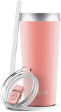 Ello Beacon Vacuum Insulated Stainless Steel Tumbler with Optional Straw - Coral