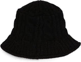 Nordstrom Steve Madden Women's Cable Knit Bucket Hat W/Moldable Brim - Black