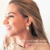 Allison Rose Atelier Triple Strand Hoop Earrings with Gold Plating finish and Steel Posts – Women Fashion Earrings – Great for Mother's day, includes gift pouch