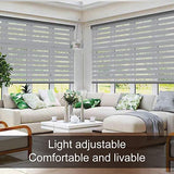 KELIXU Horizontal Window Shade Blind Zebra Dual Roller Blinds Day and Night Blinds Curtains，Easy to Install, 25.6" x 59",Gray