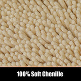 Non Slip Soft Chenille Bath Mat for Bathrooms Water Absorbent Fluffy Plush Rugs for Indoor Entryway Multiuses, 24 x 35 Inches Beige