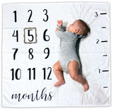 Baby Monthly Milestone Blanket | Includes Picture Frame and Ruler | 1 to 12 Months | 100% Organic Cotton | Baby Shower | Photography Backdrop Photo Prop for Newborn Boy and Girl