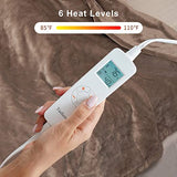 Yashong Electric Blanket Flannel Heated Throw 50" x 60", ETL Certification LCD Display Controller Fast Heating with 6 Heating Settings & 8 Time Setting (1/2h-4h) Auto of, Machine Washable (Brown)