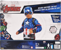 New in Box! Kid's Captain America Super Costume Red/White/Blue Deluxe Costume Top Set, Size 4-6