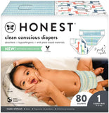 The Honest Company Club Box Diapers with TrueAbsorb Technology, Rose Blossom & Sliced Fruit, Size 1, 80 Count